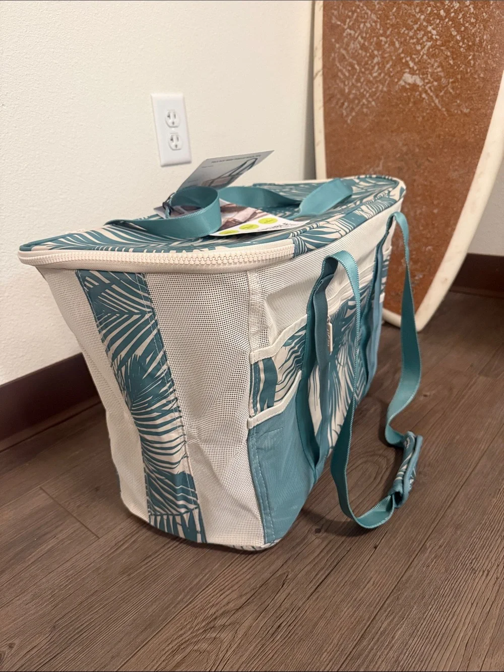 ALOHA Collection Teal Palm Print Beach Tote